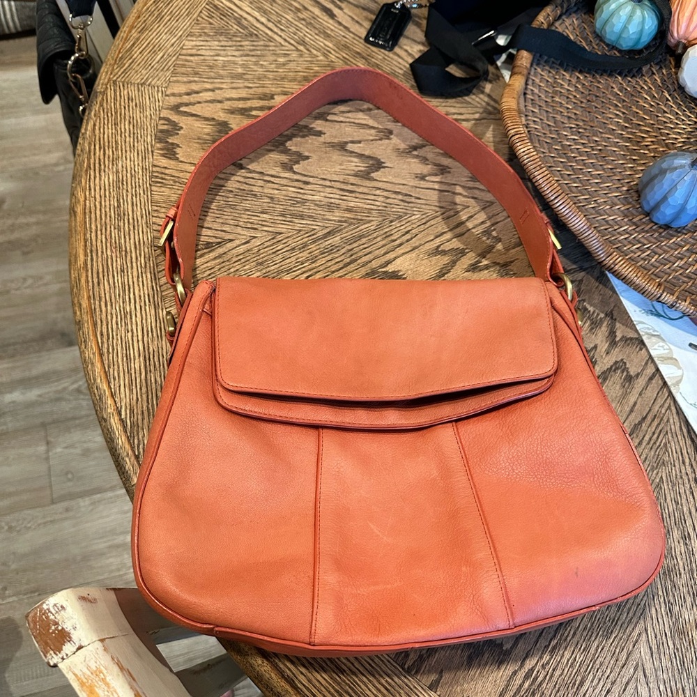 Orange Leather Shoulder Bag